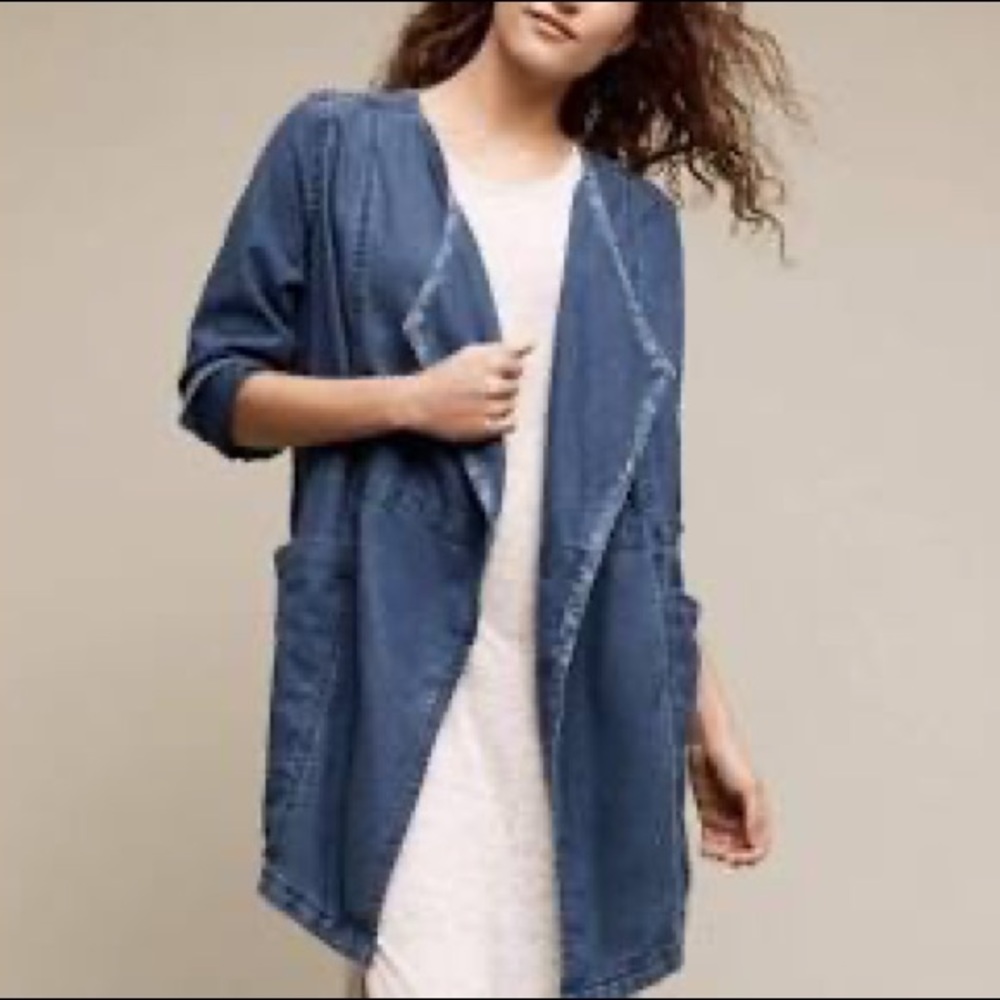Anthropologie denim color linen jacket